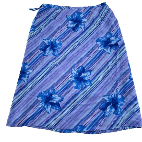 Vintage Kasper Floral A-Line Skirt Women's Size 8 Y2k Blue lined - Picture 1 of 4